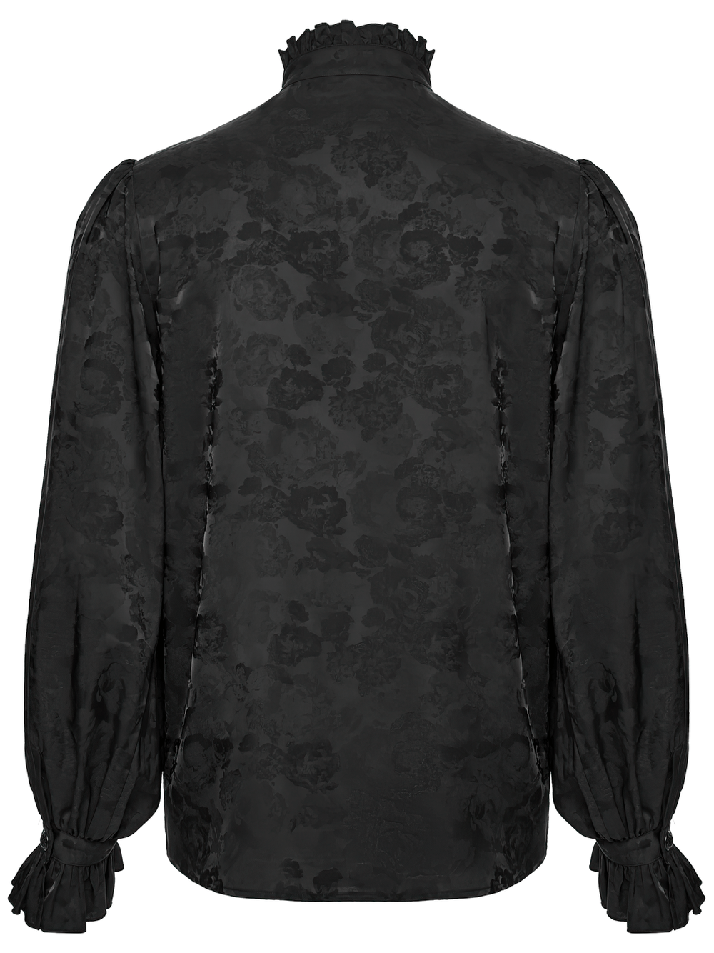 Gothic Black Ruffled Collar Embroidered Long Sleeve Shirt