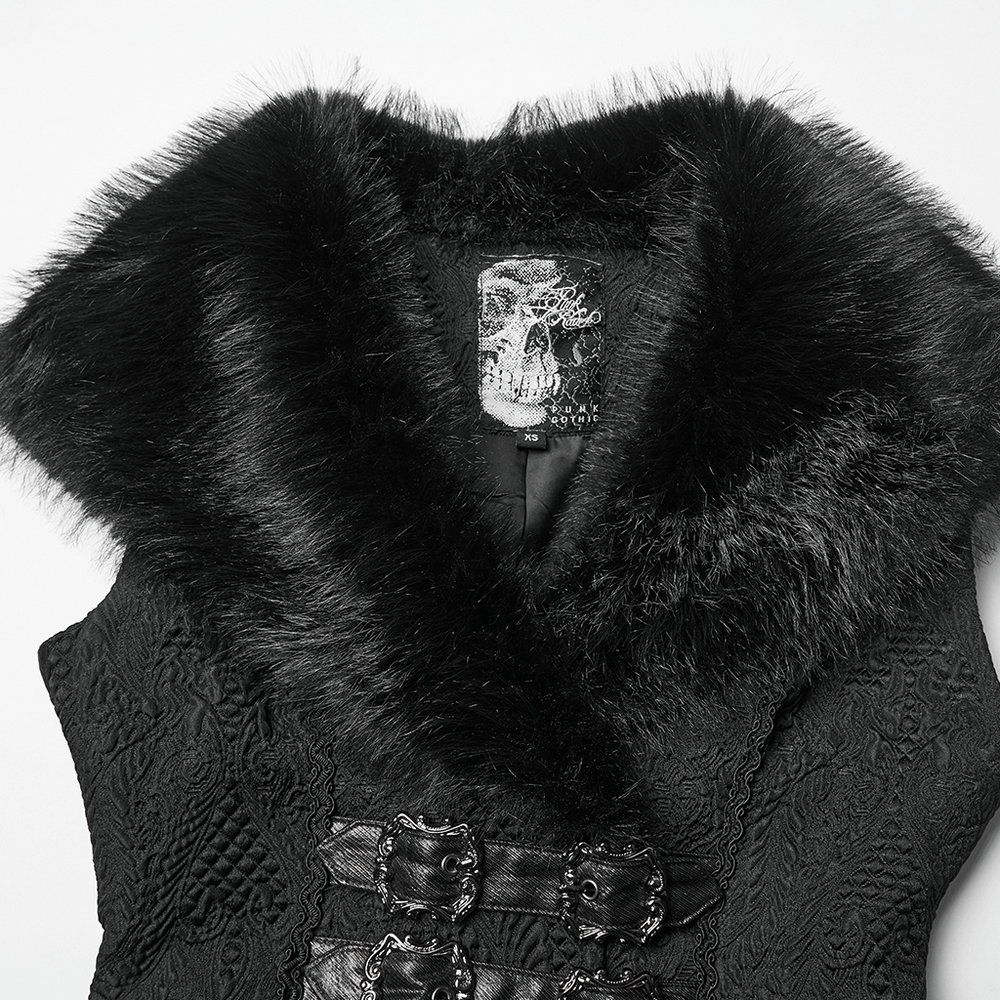 Gothic Black Swallowtail Waistcoat with Plush Lapel