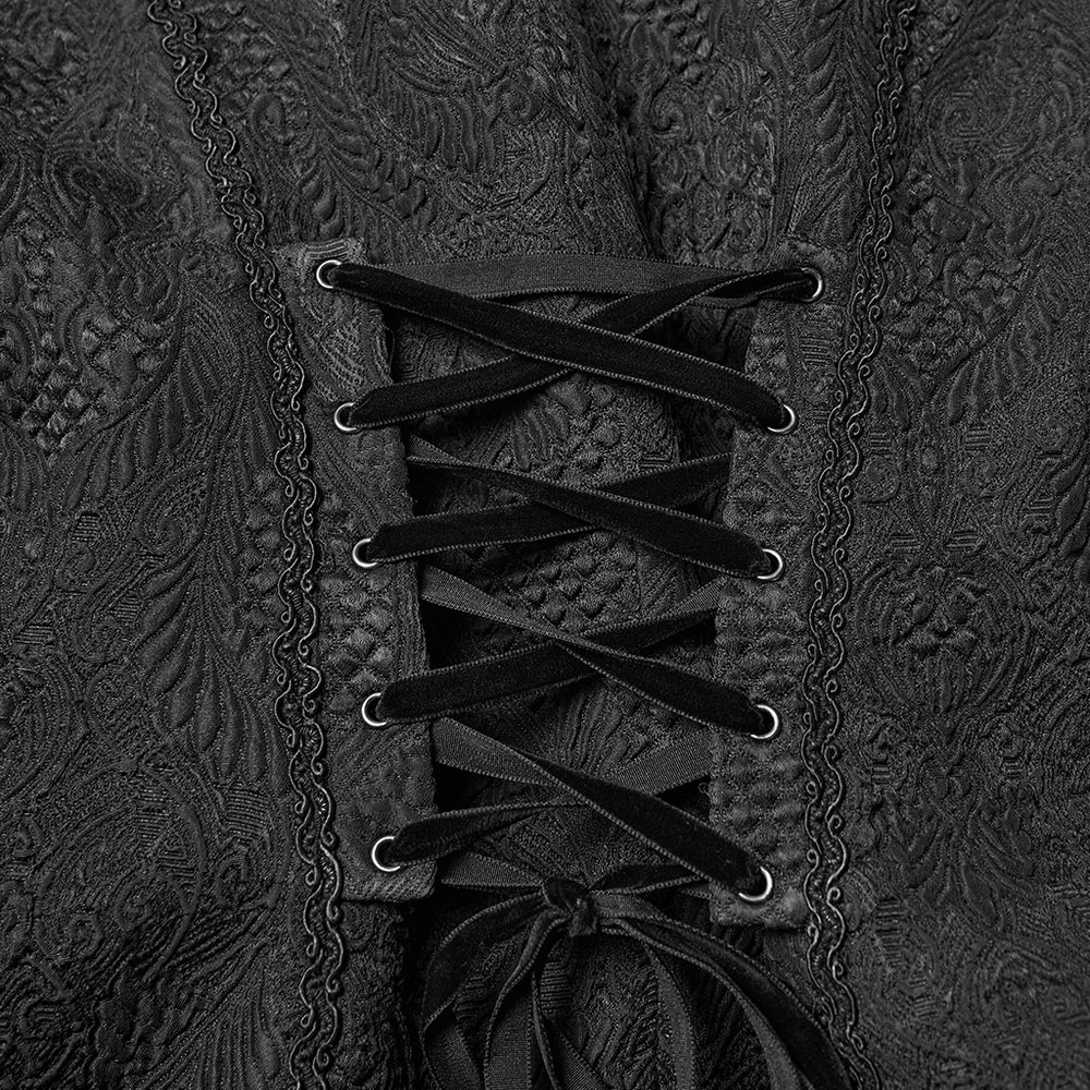 Gothic Black Swallowtail Waistcoat with Plush Lapel