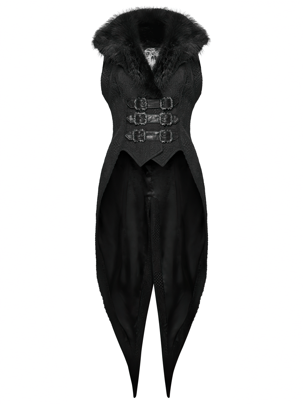 Gothic Black Swallowtail Waistcoat with Plush Lapel