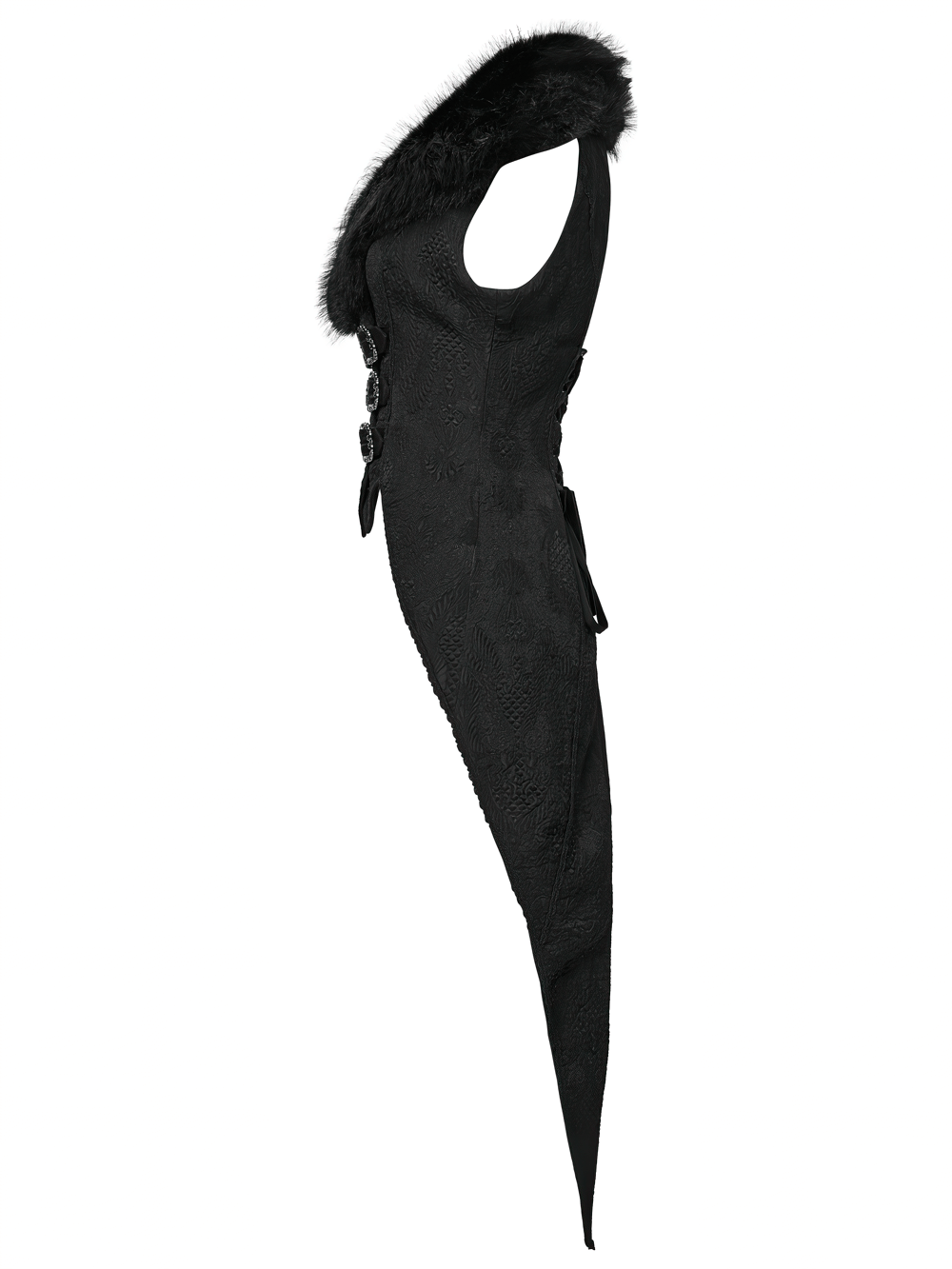 Gothic Black Swallowtail Waistcoat with Plush Lapel