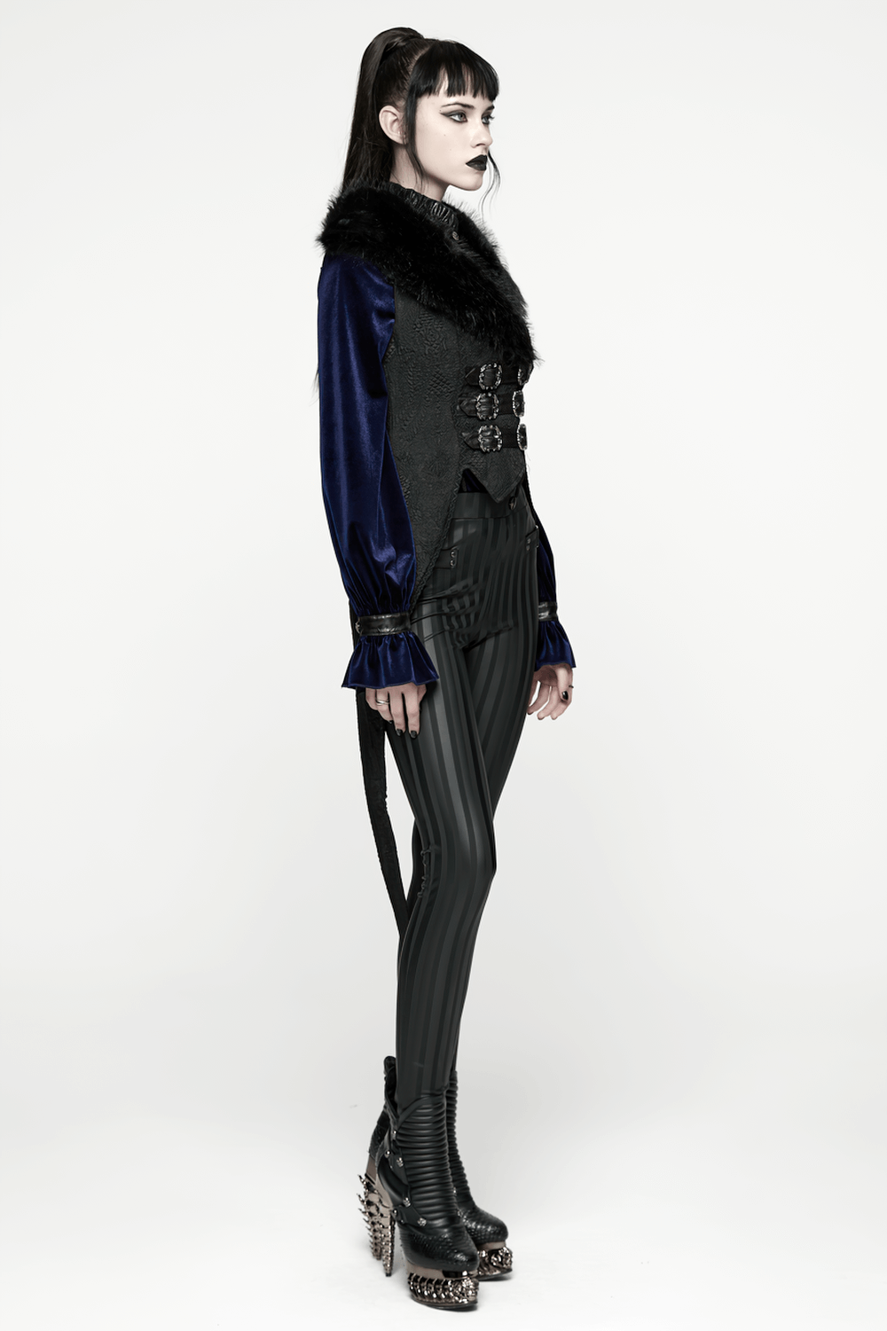 Gothic Black Swallowtail Waistcoat with Plush Lapel