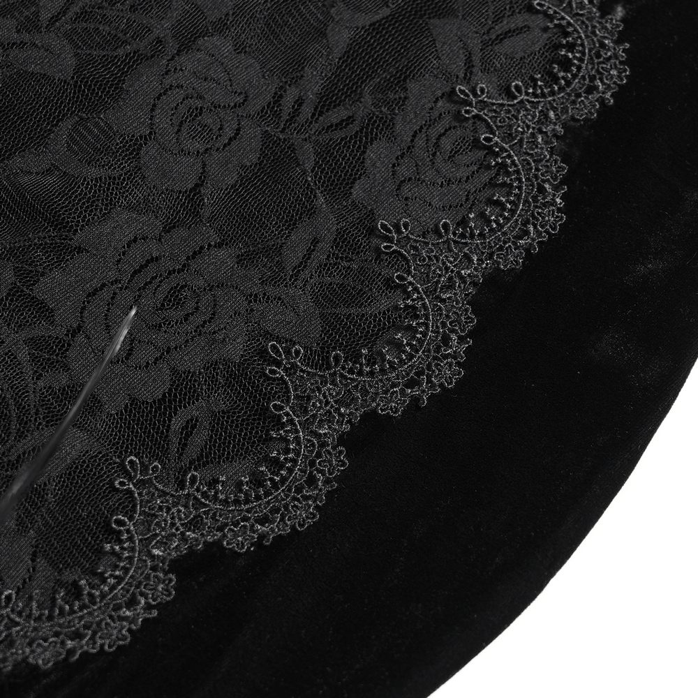 Gothic Black Velvet and Lace High Low Evening Dress