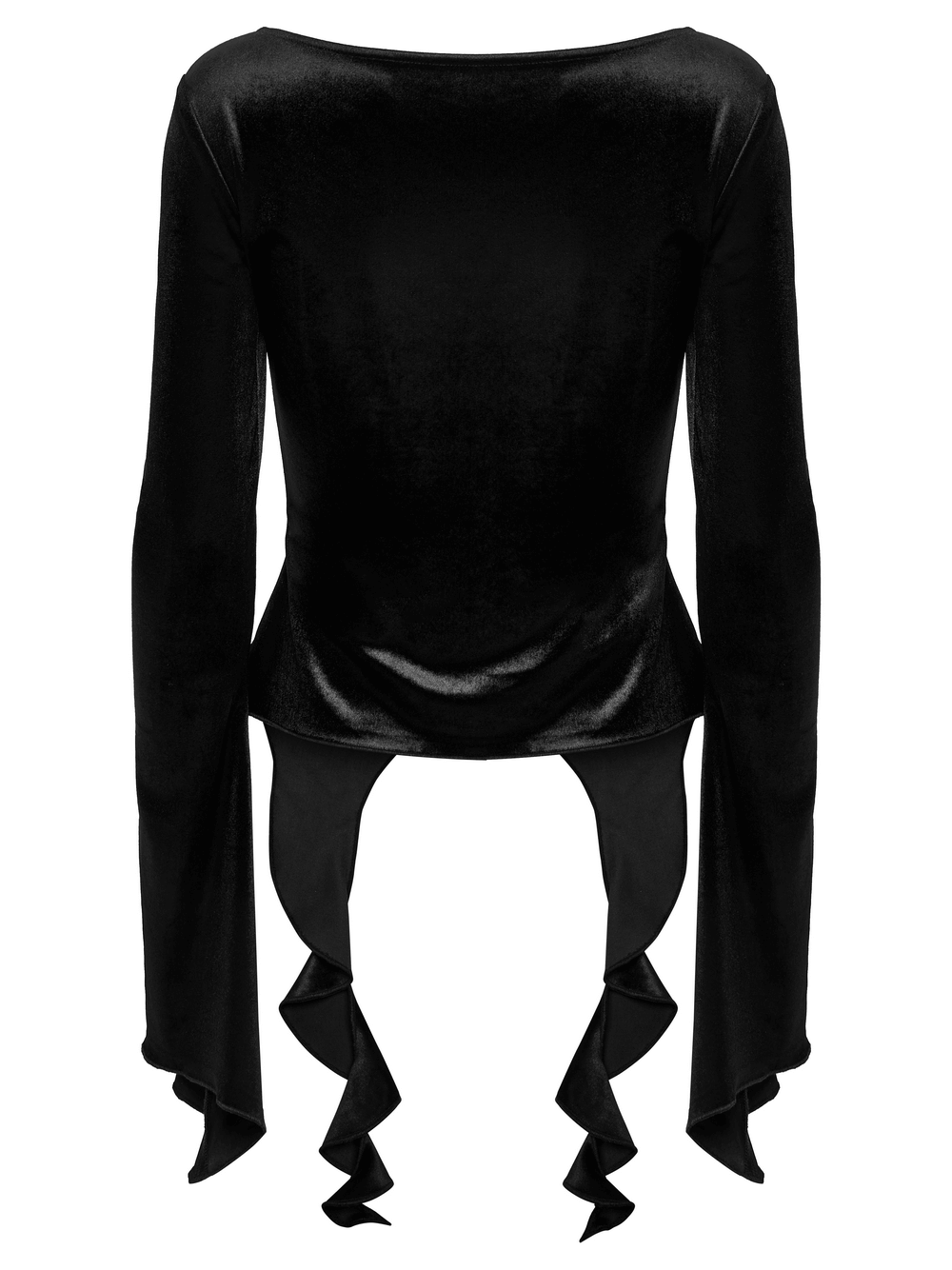 Gothic Black Velvet Top with Square Collar and Metal Buckles