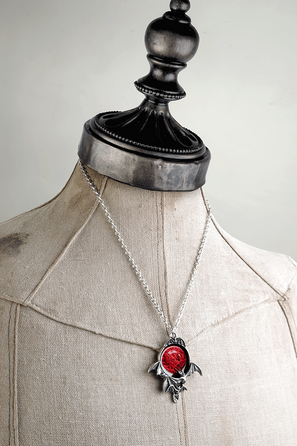 Gothic Blood Moon with Flying Bats Pendant Design