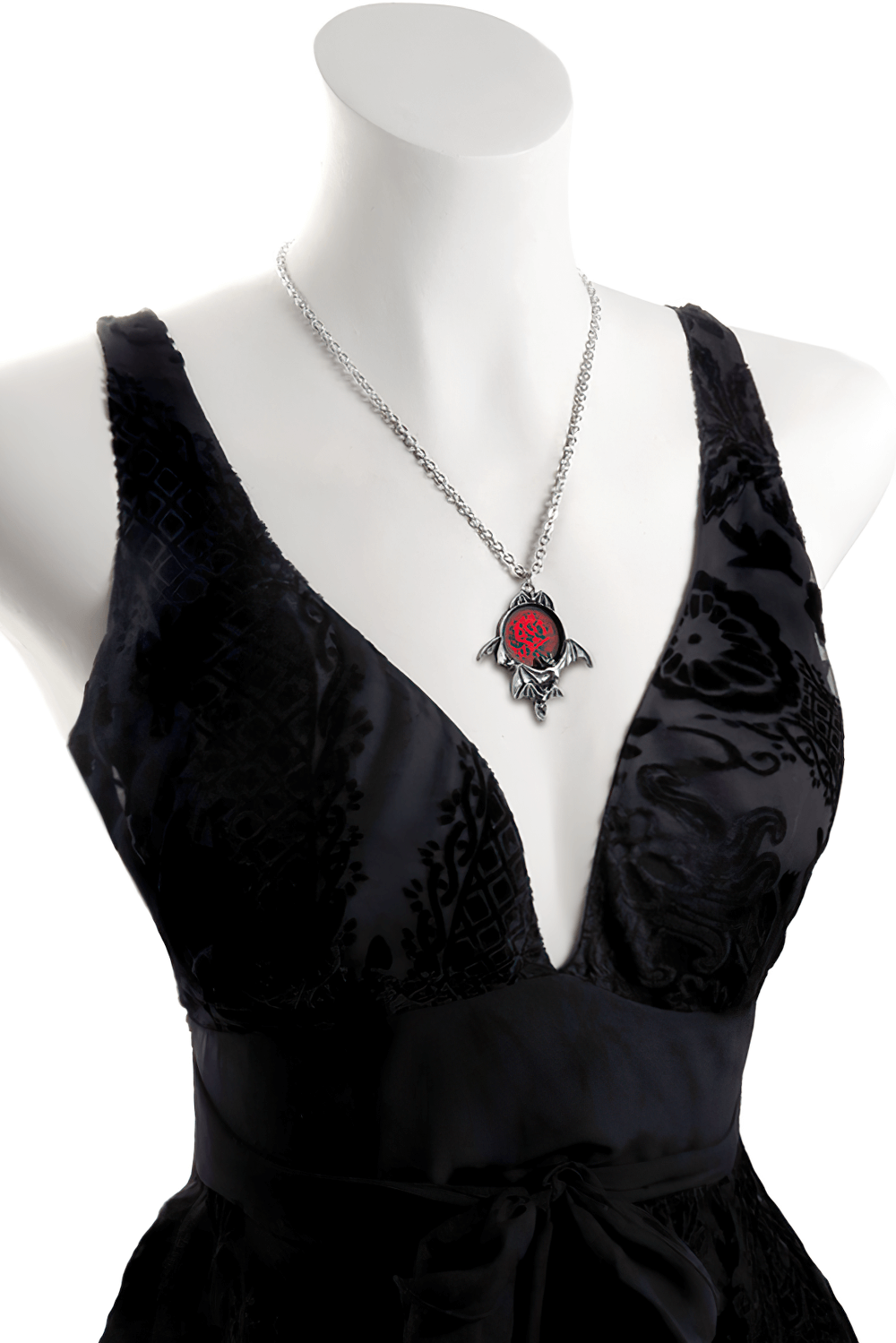 Gothic Blood Moon with Flying Bats Pendant Design