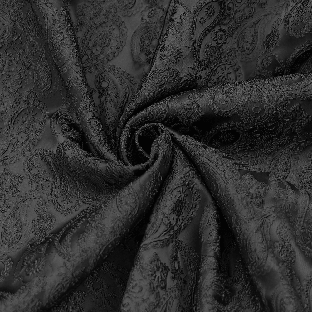 Gothic Brocade Hooded Long Coat with Lace Trim