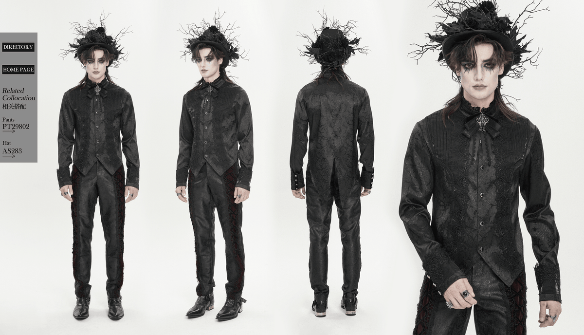Gothic Brocade Tailcoat Shirt With Lace Details