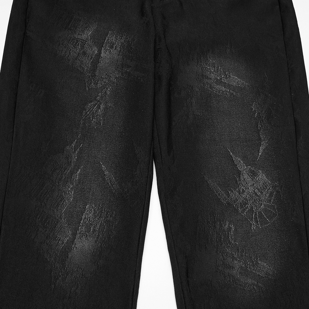 Gothic Buckle Waist Skinny Jacquard Denim Pants