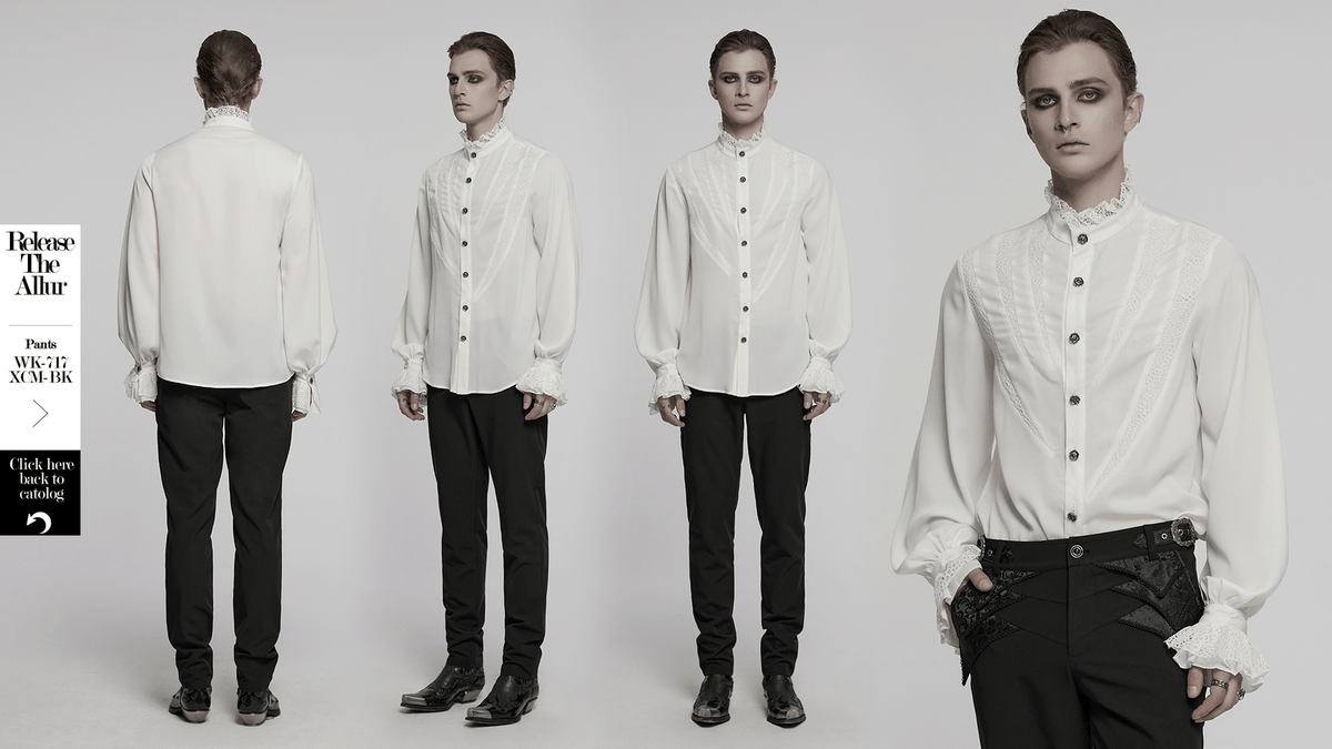 Gothic Chiffon Shirt with Lace and Sharp Teeth Design