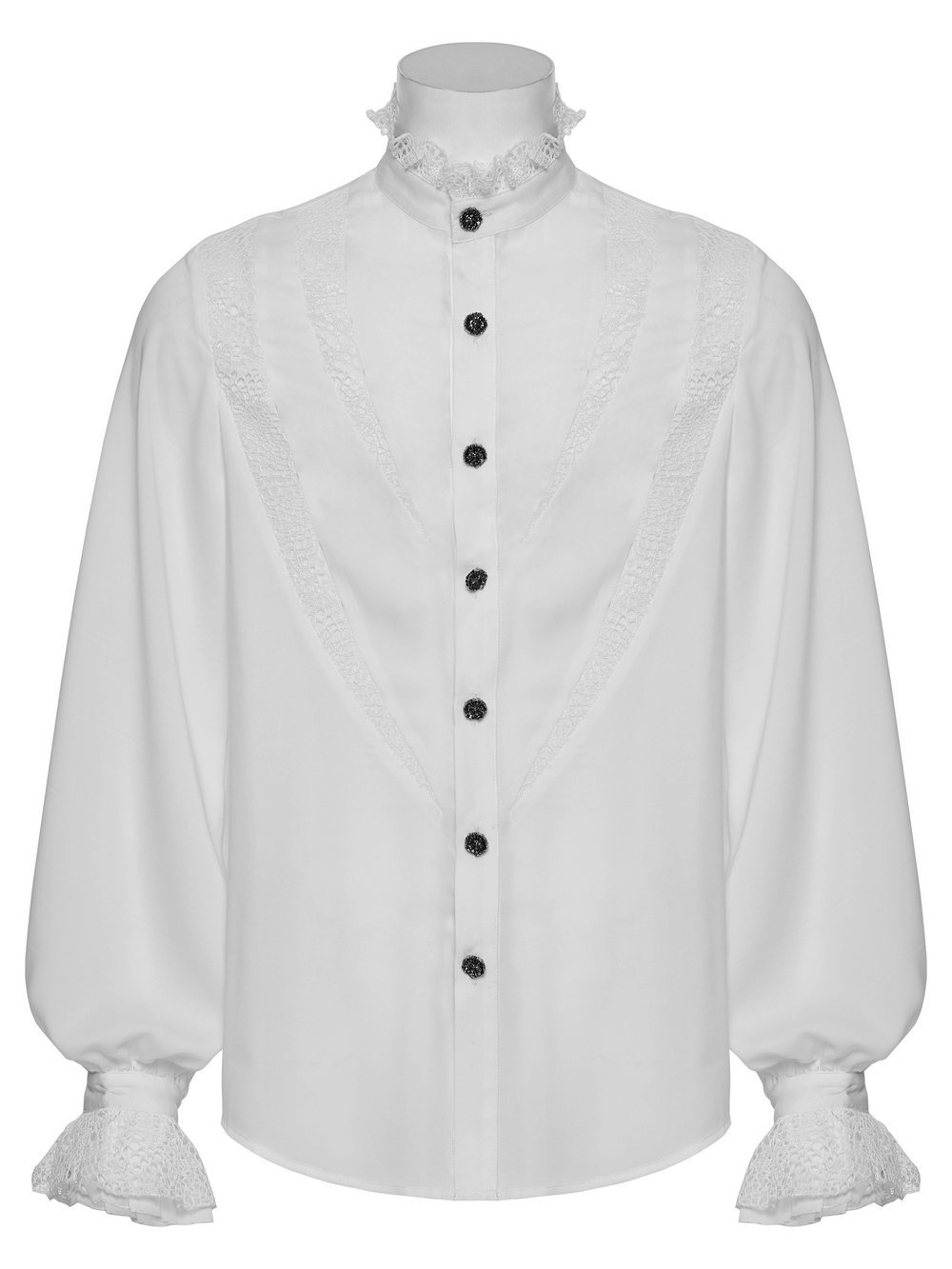 Gothic Chiffon Shirt with Lace and Sharp Teeth Design