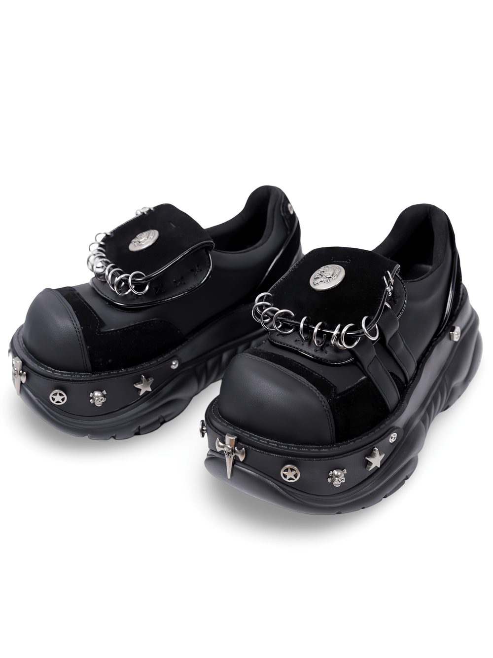 Gothic Chunky Platform Sneakers With Ring Details