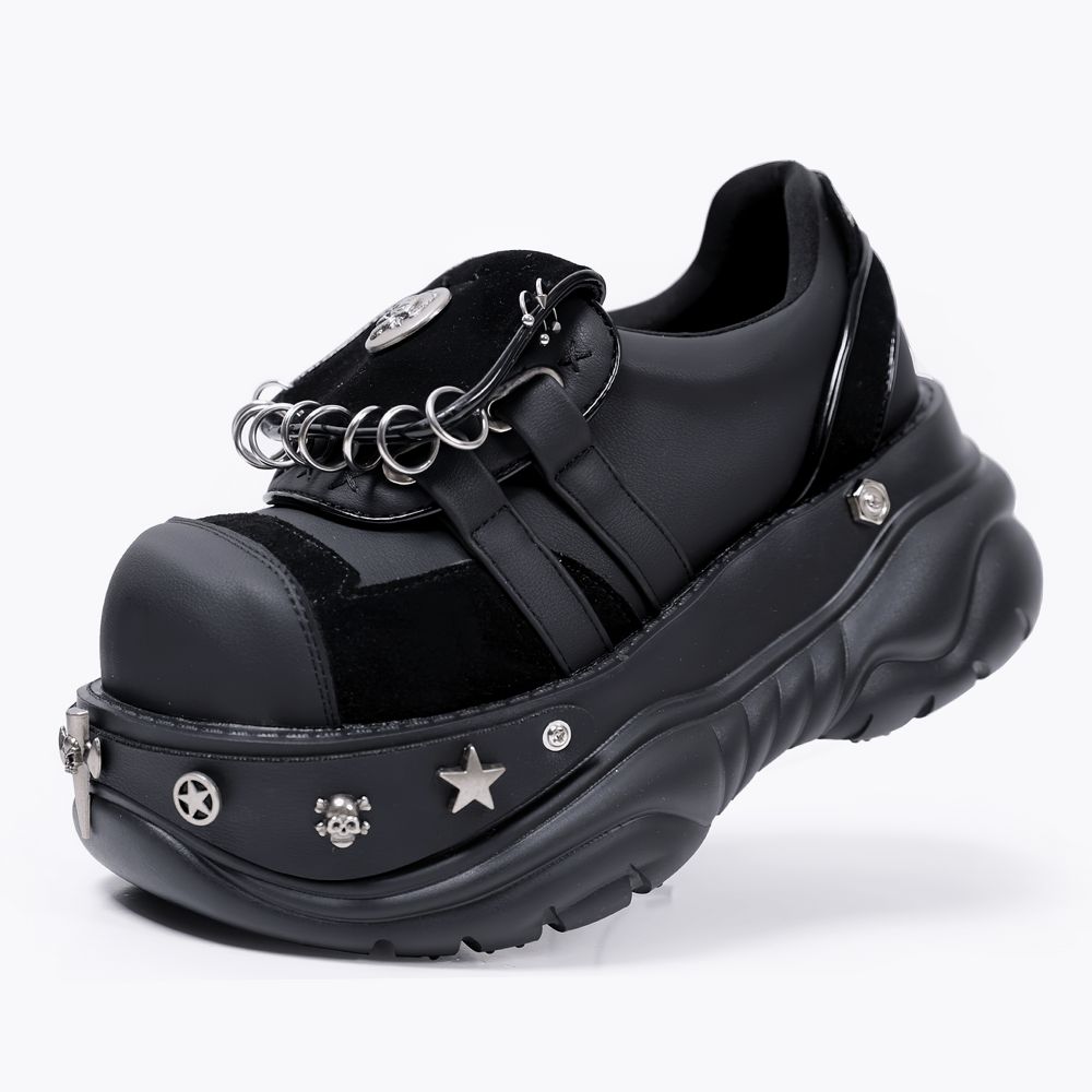 Gothic Chunky Platform Sneakers With Ring Details