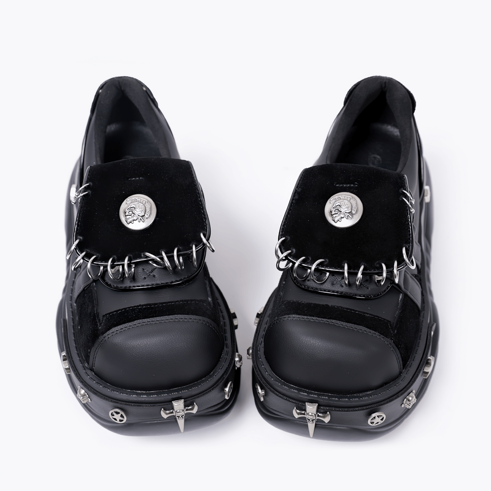 Gothic Chunky Platform Sneakers With Ring Details
