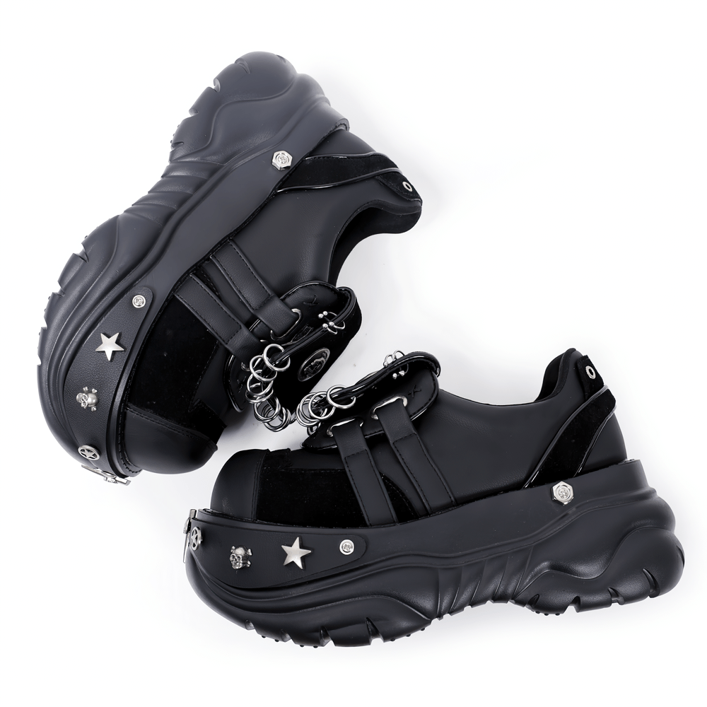 Gothic Chunky Platform Sneakers With Ring Details