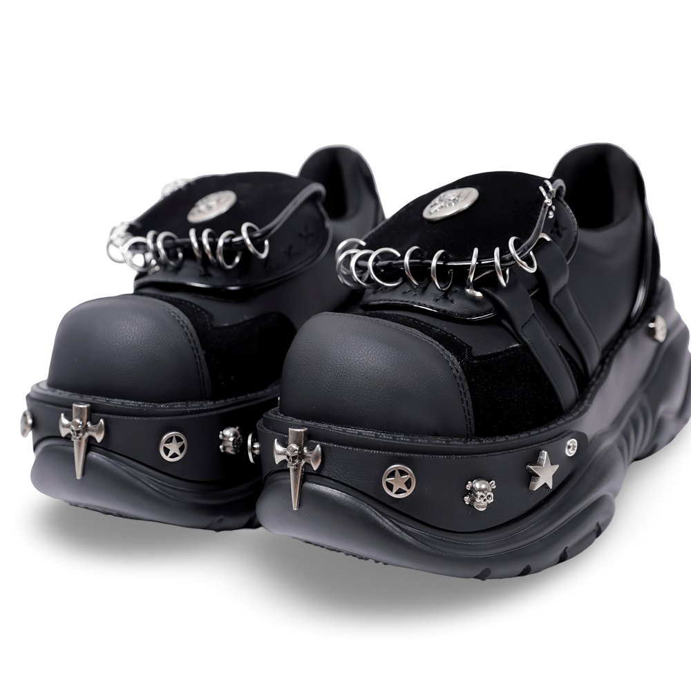 Gothic Chunky Platform Sneakers With Ring Details
