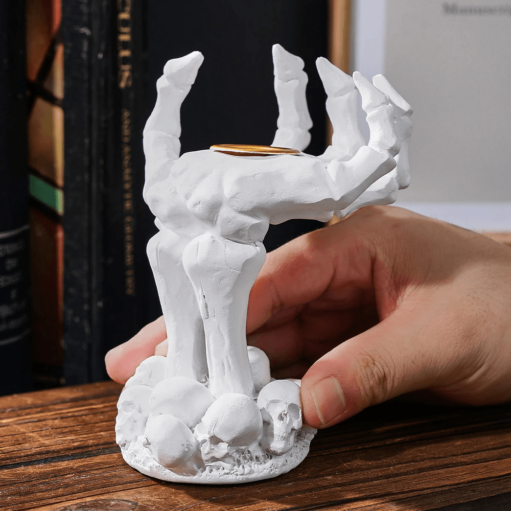 Gothic Claw Hand Skull Tealight Candle Holder