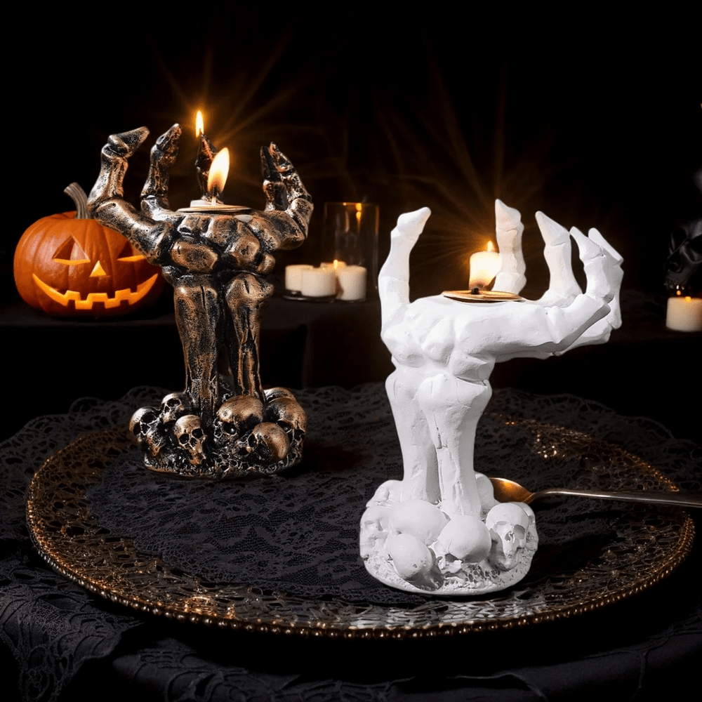 Gothic Claw Hand Skull Tealight Candle Holder
