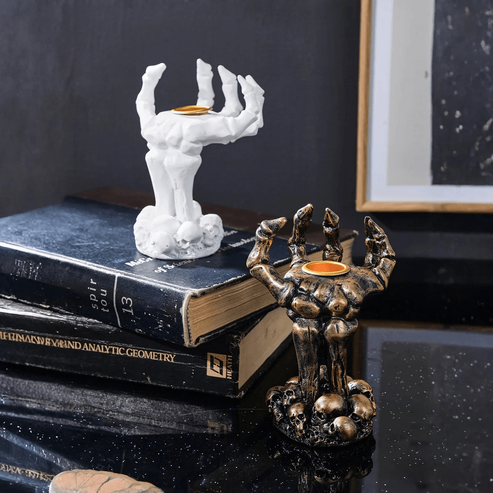 Gothic Claw Hand Skull Tealight Candle Holder