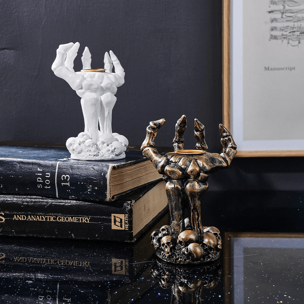 Gothic Claw Hand Skull Tealight Candle Holder
