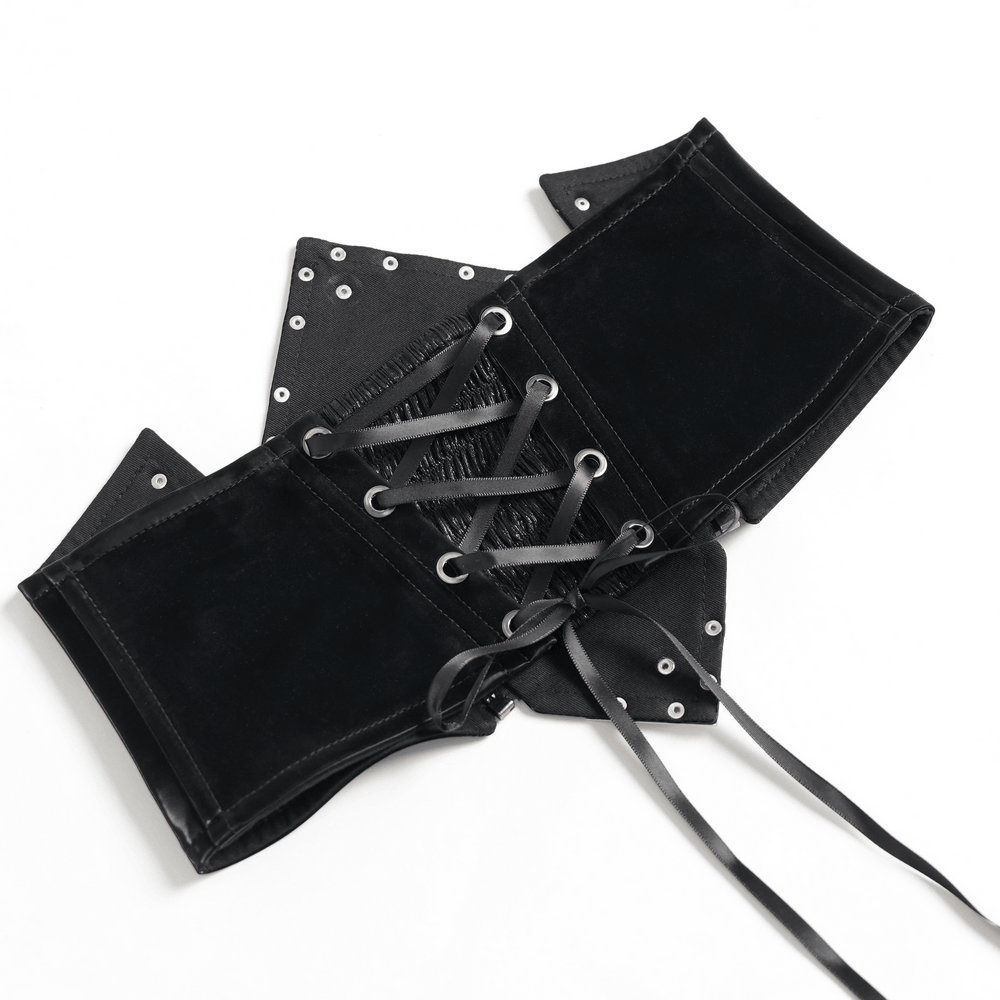 Gothic Corset Belt with Metal Cross Stud Details Trim