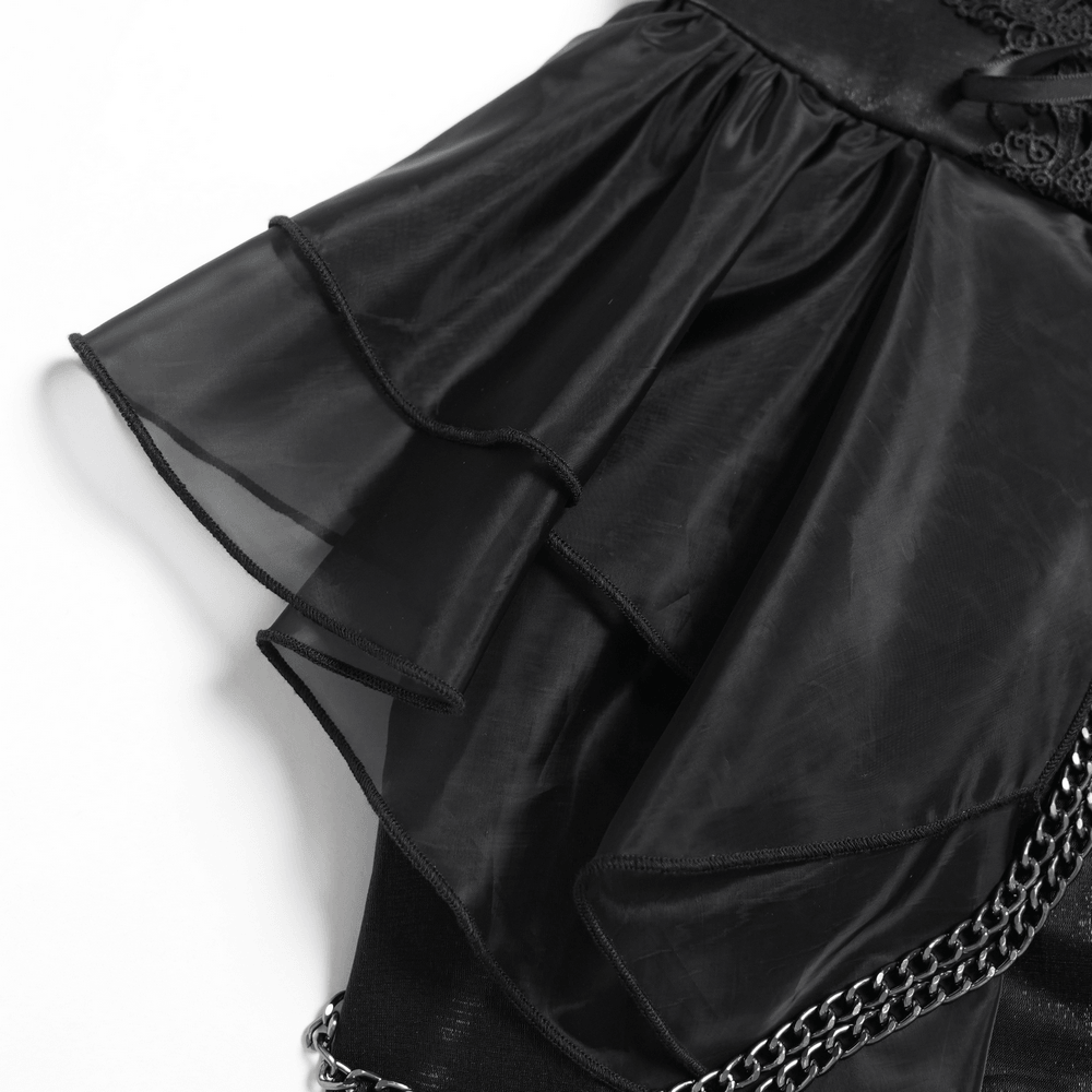Gothic Corset Dress with Chains and Layered Tulle