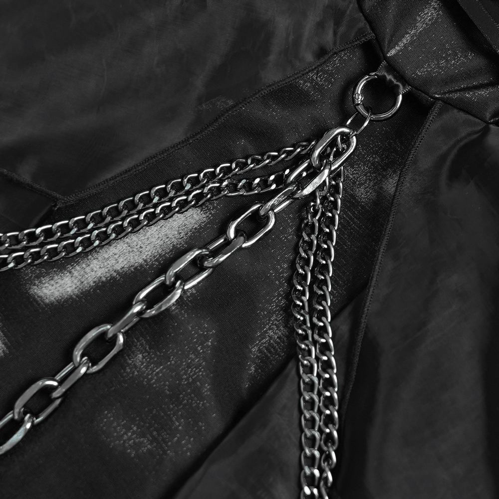 Gothic Corset Dress with Chains and Layered Tulle