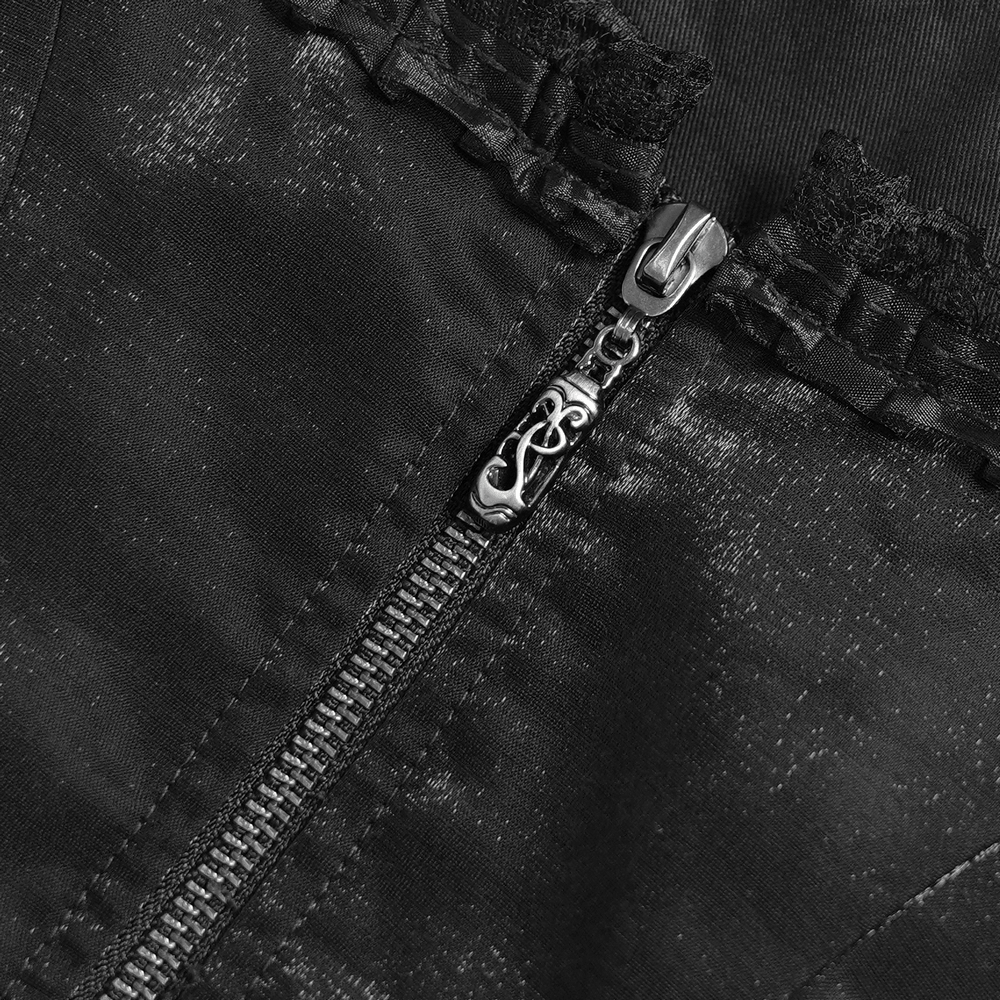 Gothic Corset Dress with Chains and Layered Tulle