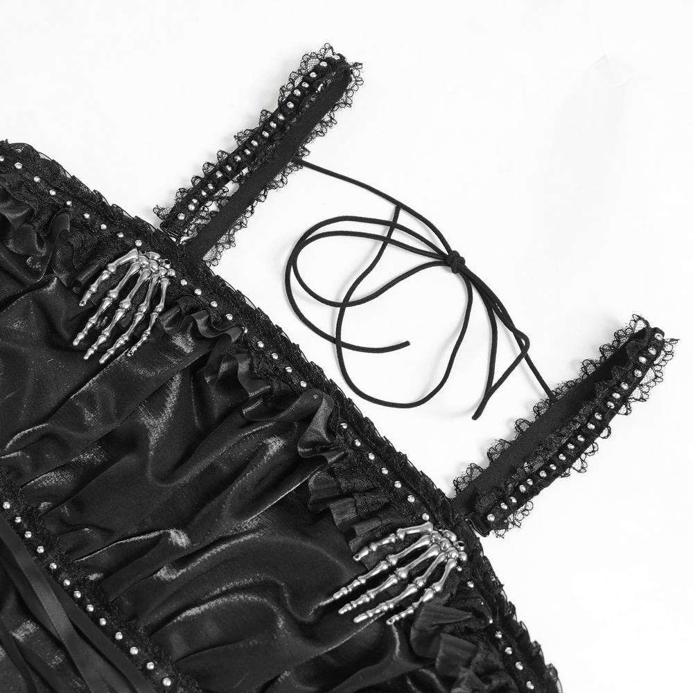 Gothic Corset Dress with Chains and Layered Tulle