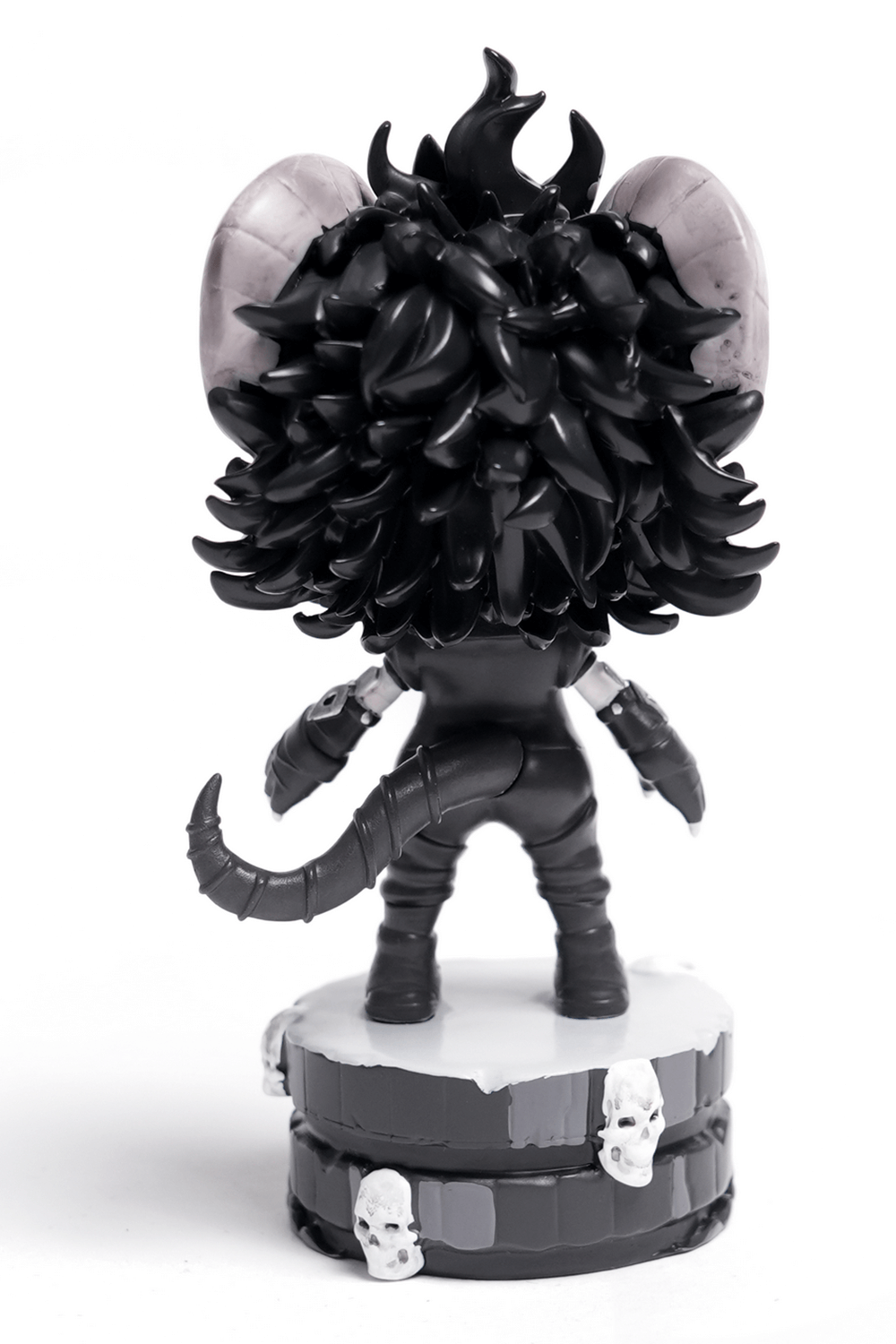 Gothic Demon Figure with Horns and Skull Base