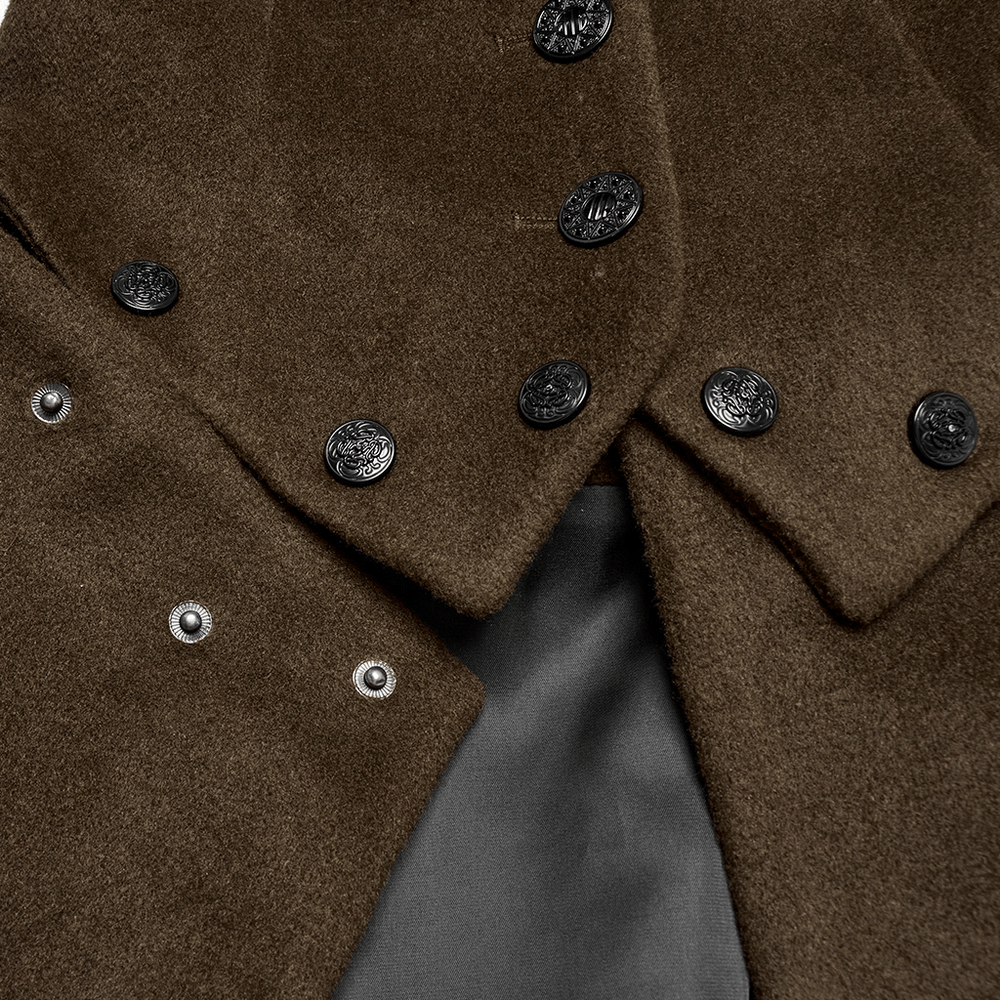 Gothic Detachable Two-Piece Woolen Coat with Fur Collar
