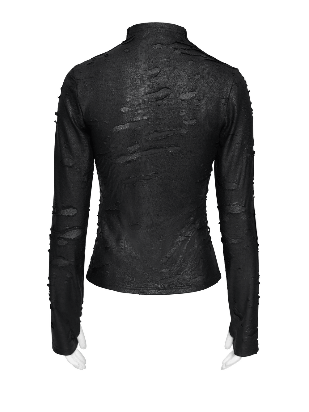Gothic Distressed Mesh Top with Harness Ring Details