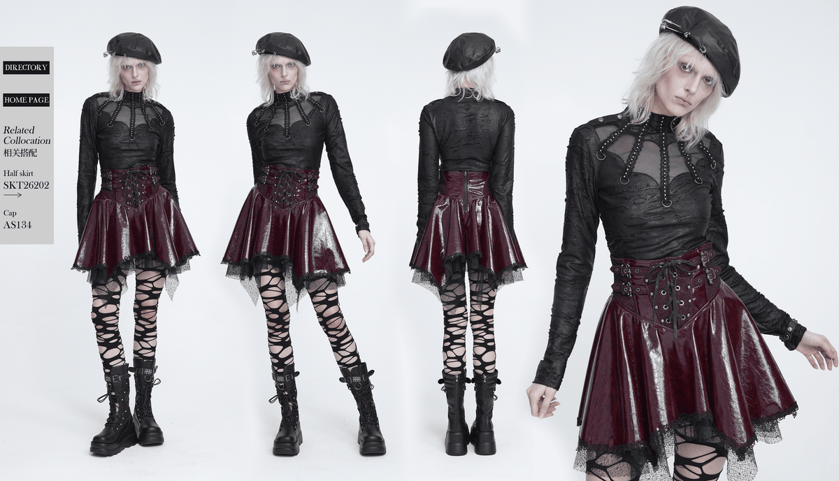 Gothic Distressed Mesh Top with Harness Ring Details