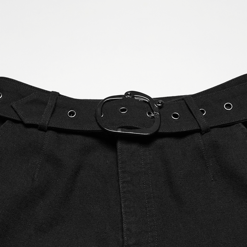 Gothic Distressed Studded Jeans with Mesh Paneling