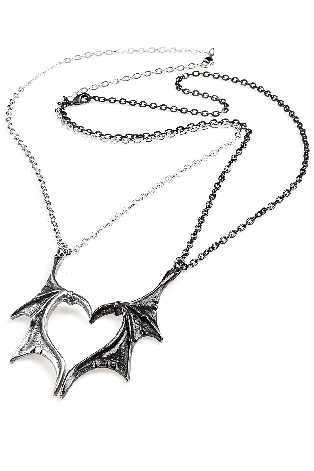 Gothic Dragon Wing Heart Pendant Set for Couples