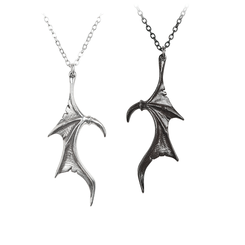 Gothic Dragon Wing Heart Pendant Set for Couples