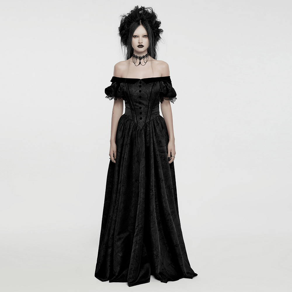 Gothic Elegant Ball Gown Off-Shoulder Jacquard Dress