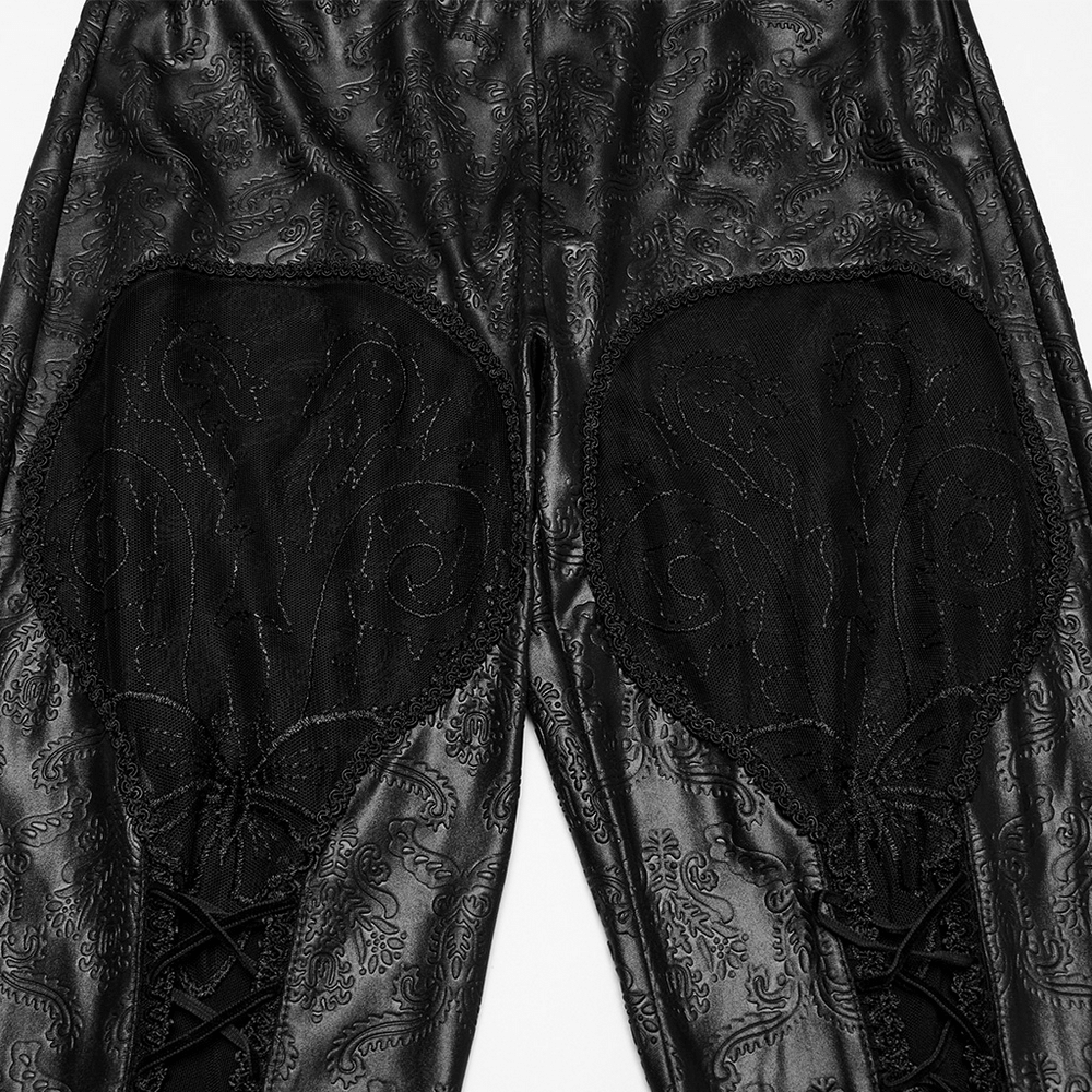 Gothic Embossed Hollow Out Leggings with Drawstrings