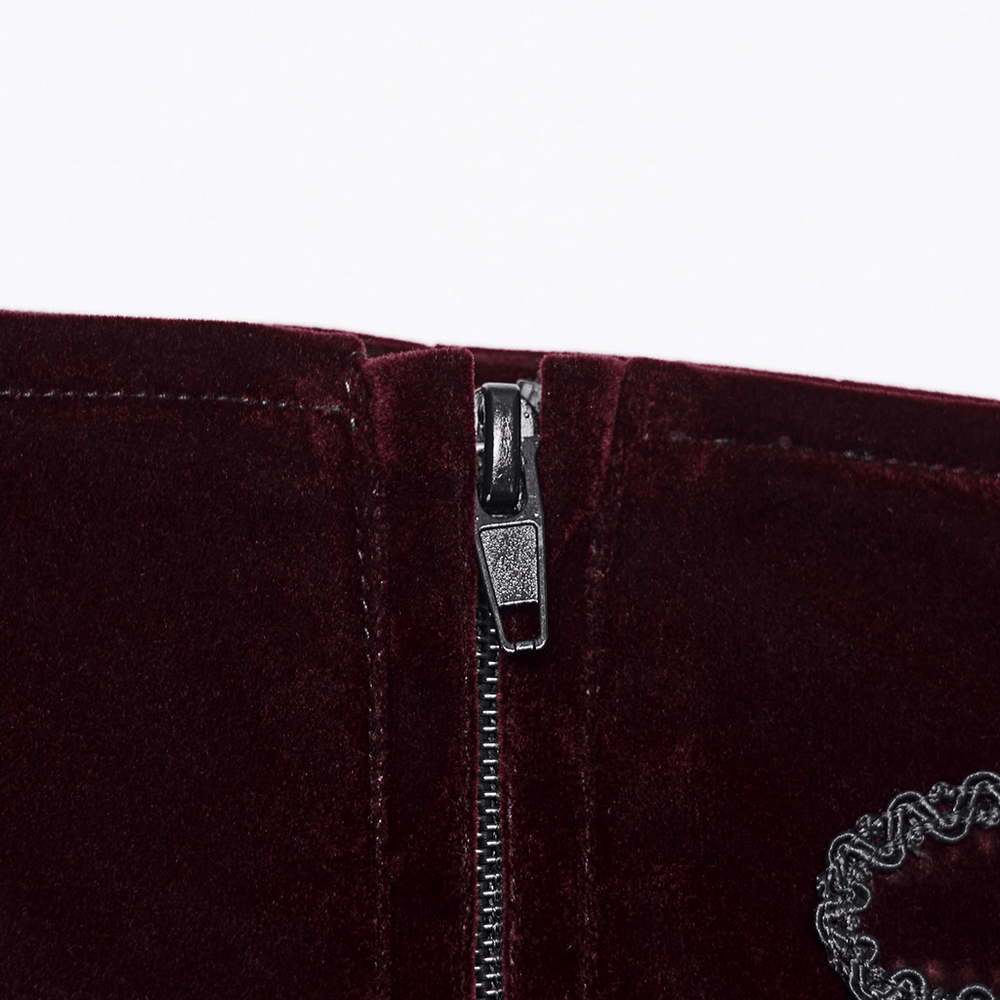 Gothic Embroidered Pants with Lace-Up Back and Frog Button