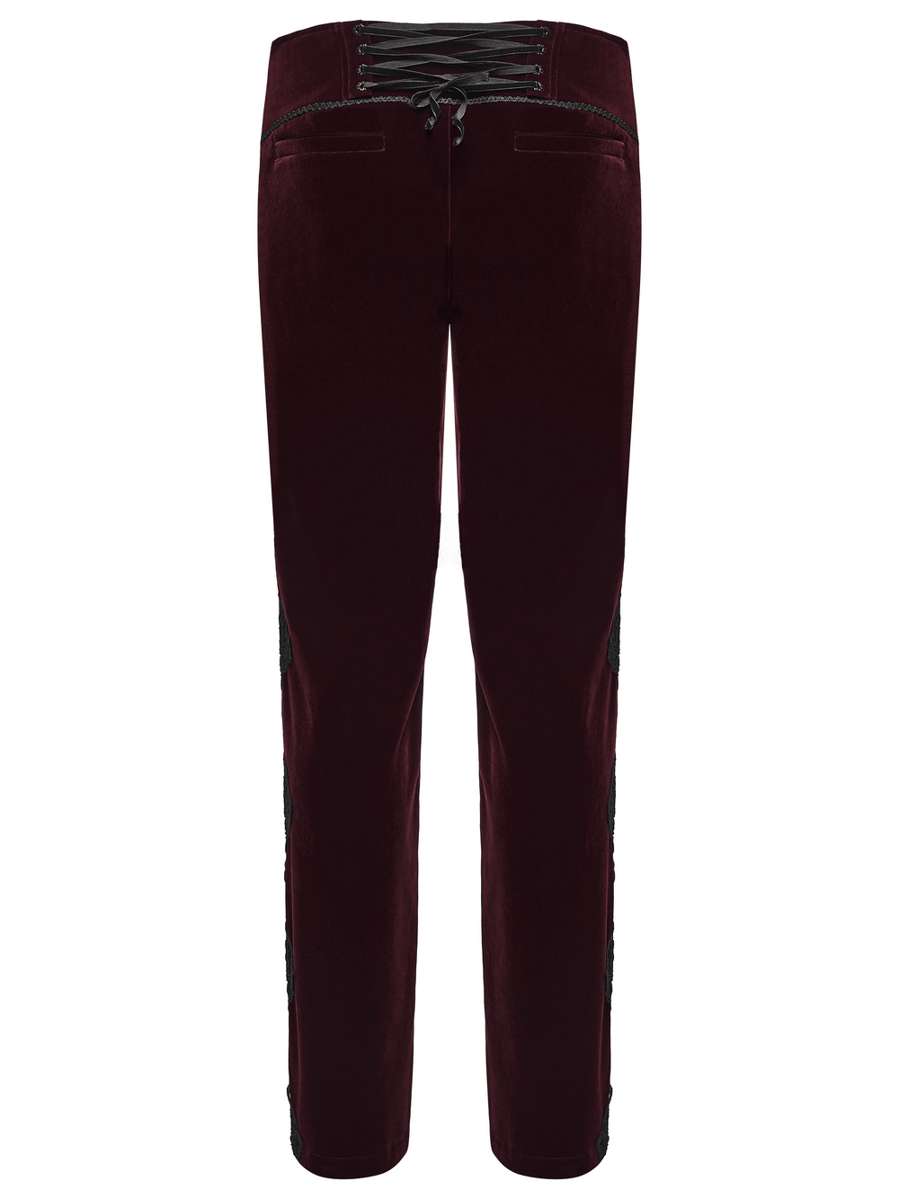 Gothic Embroidered Pants with Lace-Up Back and Frog Button