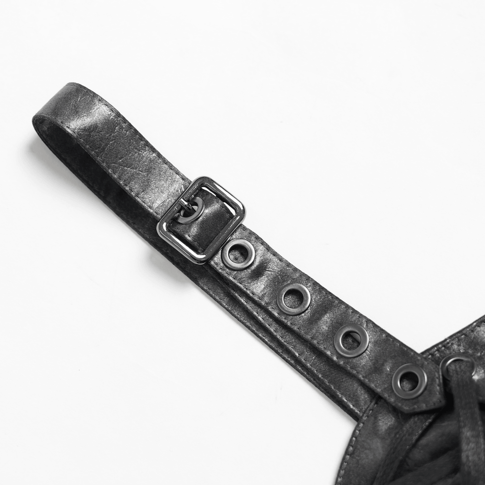 Gothic Faux Leather Lace Up Buckle Bralette Top