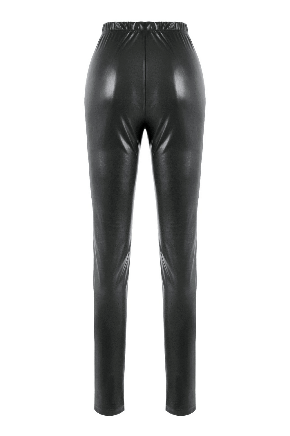 Gothic Faux Leather Pants with Mesh and Lace-Up Design