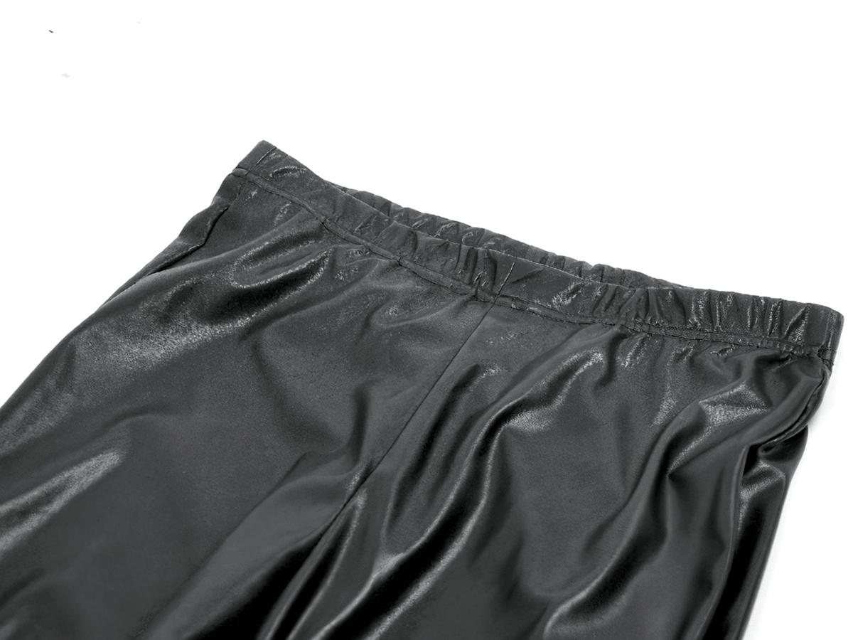 Gothic Faux Leather Pants with Mesh and Lace-Up Design