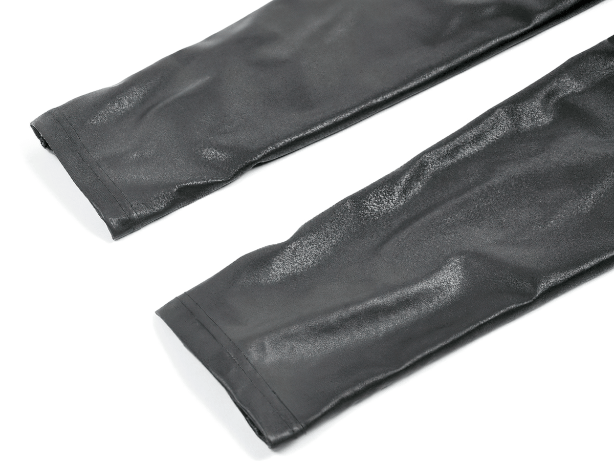 Gothic Faux Leather Pants with Mesh and Lace-Up Design