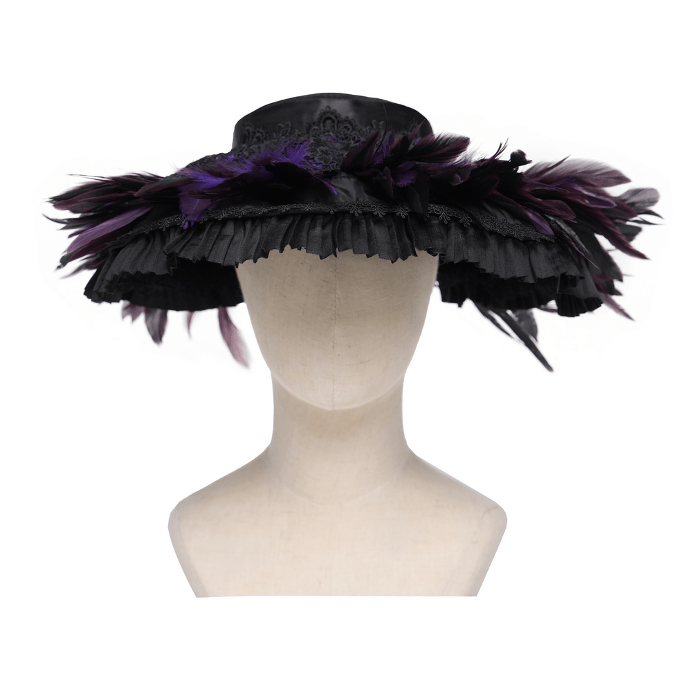 Gothic Feather Halo Bonnet Headdress for Women