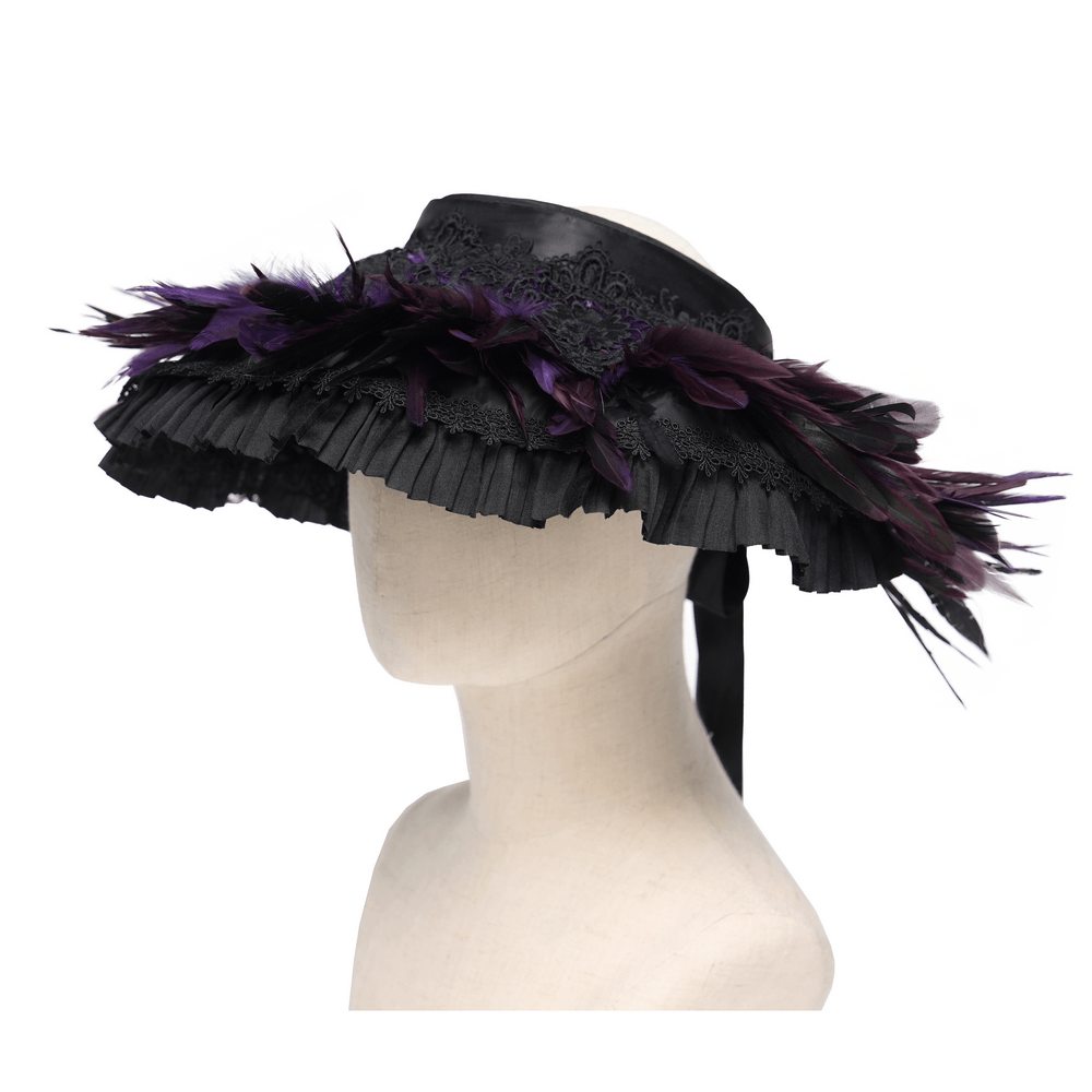 Gothic Feather Halo Bonnet Headdress for Women