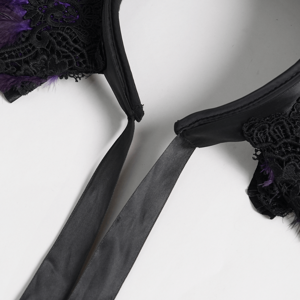 Gothic Feather Halo Bonnet Headdress for Women