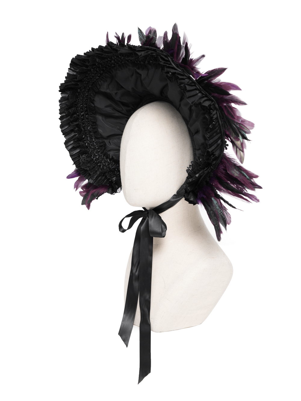 Gothic Feather Halo Bonnet Headdress for Women