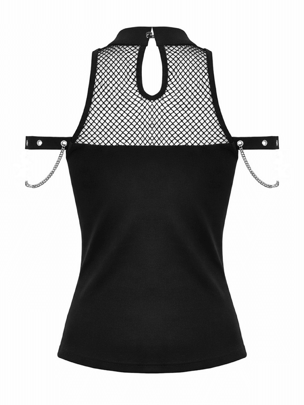 Gothic Fishnet Chain Halter Tank Top for Women