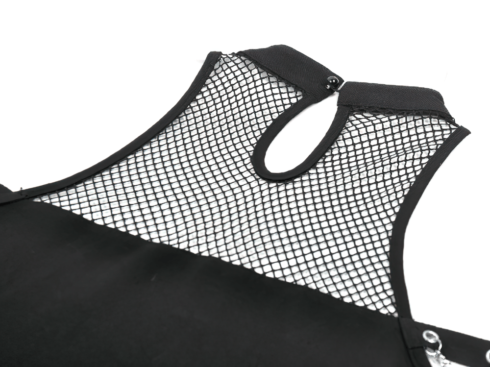 Gothic Fishnet Chain Halter Tank Top for Women